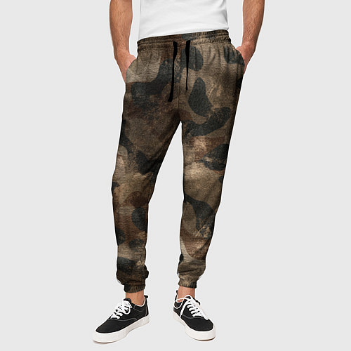 Мужские брюки Камуфляж с потёртостями - Буря в пустыне / 3D-принт – фото 3