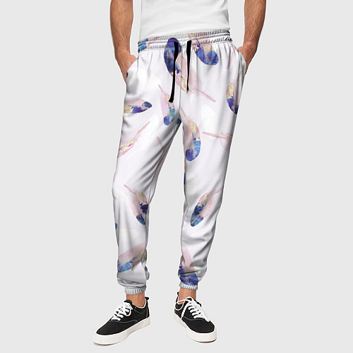 Мужские брюки Разноцветные Падающие Перья / 3D-принт – фото 3