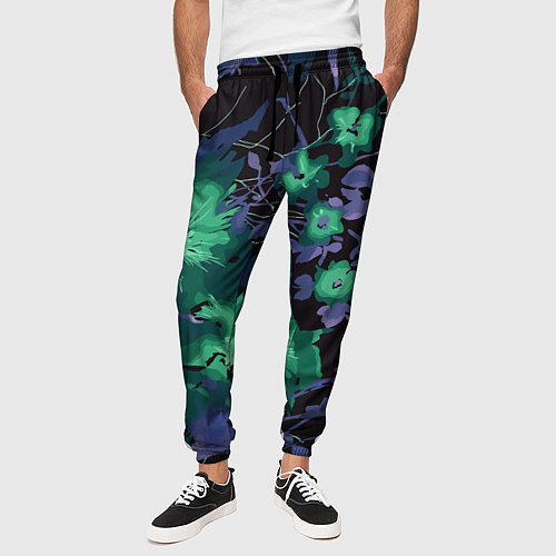 Мужские брюки Цветочная авангардная композиция / 3D-принт – фото 3