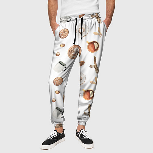 Мужские брюки Узор Кружка, Печенье, Пончик / 3D-принт – фото 3