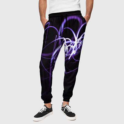 Мужские брюки Неоновый узор - Фиолетовый / 3D-принт – фото 3