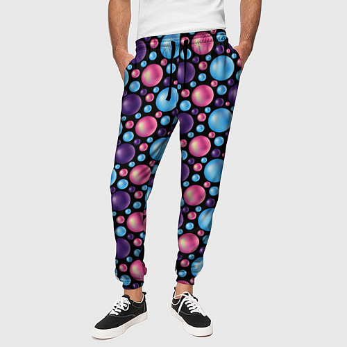 Мужские брюки Разноцветные яркие объемные шарики / 3D-принт – фото 3