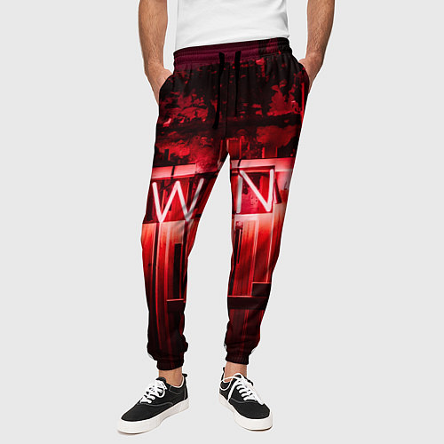 Мужские брюки Неоновая надпись и бар - Красный / 3D-принт – фото 3