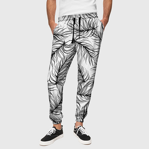 Мужские брюки Чёрные Перья / 3D-принт – фото 3