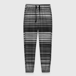 Брюки на резинке мужские Black and white thin stripes Тонкие полосы, цвет: 3D-принт