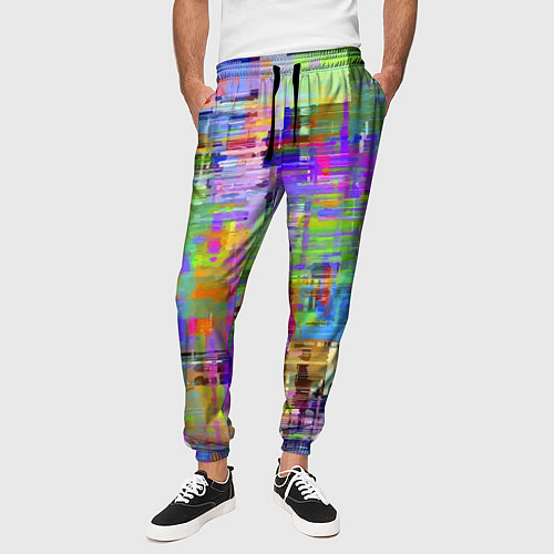 Мужские брюки Красочный авангардный глитч Fashion trend / 3D-принт – фото 3