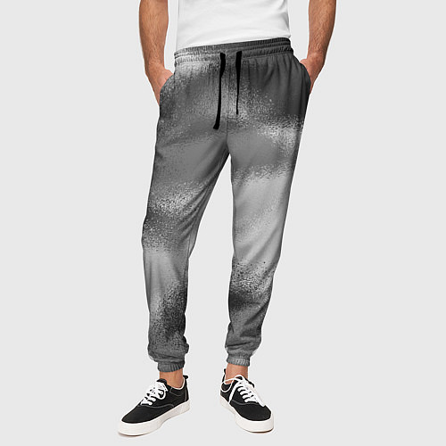 Мужские брюки В серых тонах абстрактный узор gray abstract patte / 3D-принт – фото 3