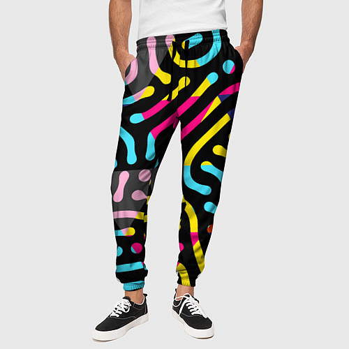 Мужские брюки Красочный авангардный паттерн / 3D-принт – фото 3