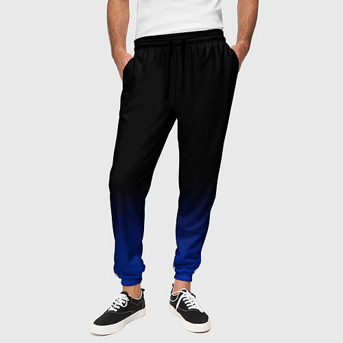 Мужские брюки Черный с синим градиент / 3D-принт – фото 3