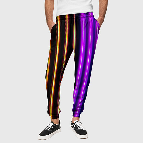 Мужские брюки Неоновые линейные фонари - Фиолетовый / 3D-принт – фото 3