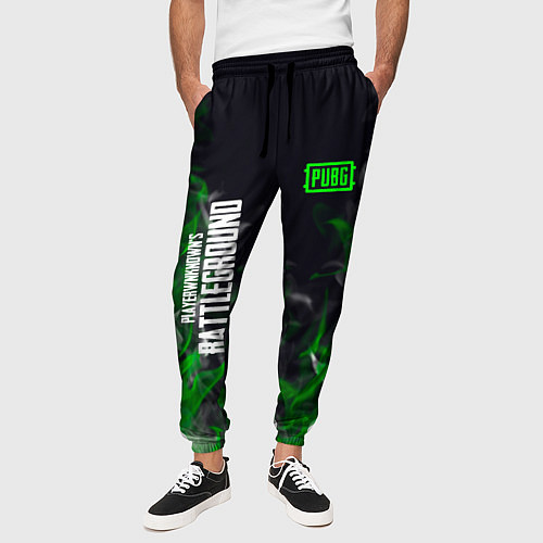 Мужские брюки Pubg - зелёное пламя / 3D-принт – фото 3