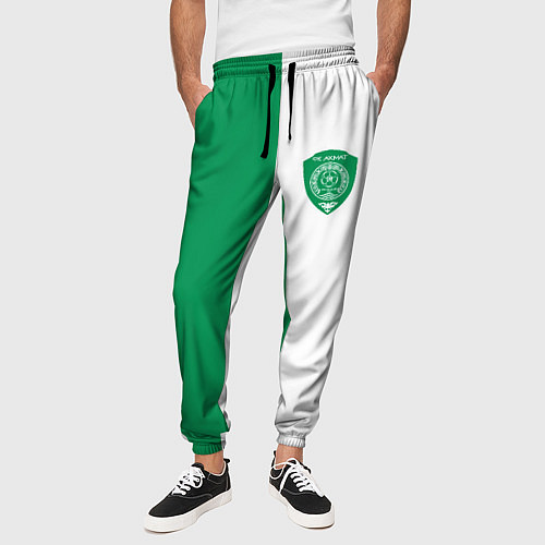 Мужские брюки ФК Ахмат бело-зеленая форма / 3D-принт – фото 3