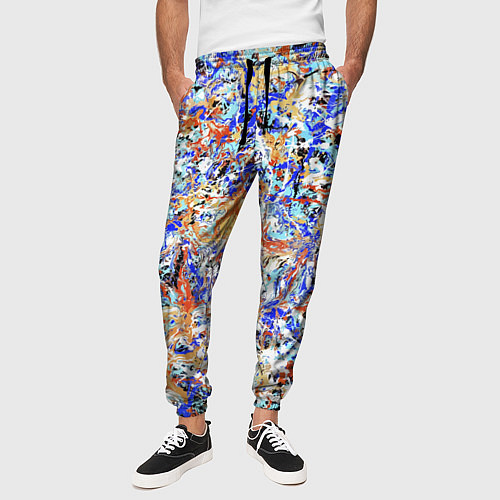 Мужские брюки Летний красочный паттерн / 3D-принт – фото 3