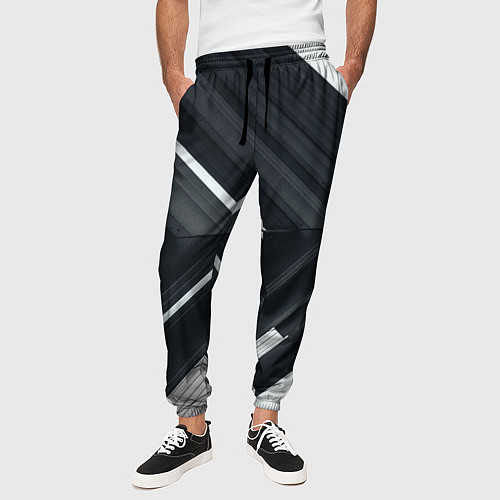 Мужские брюки Абстрактные геометрические линии - Белый / 3D-принт – фото 3