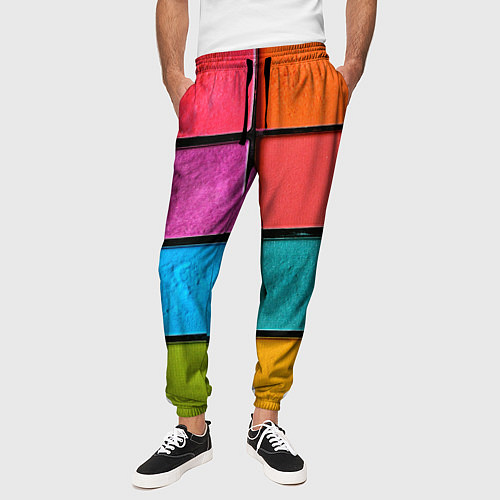 Мужские брюки Абстрактный набор красок-паттернов / 3D-принт – фото 3