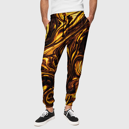 Мужские брюки Жидкое золото текстура / 3D-принт – фото 3