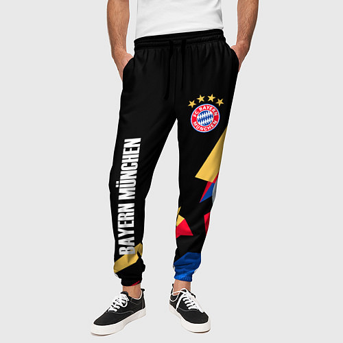 Мужские брюки Bayern munchen Sport - цветные геометрии / 3D-принт – фото 3