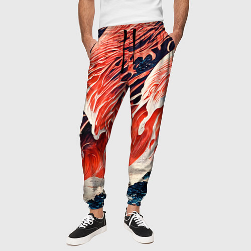 Мужские брюки Великая красная волна / 3D-принт – фото 3