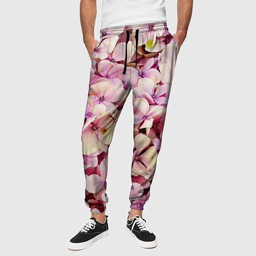 Мужские брюки Розовые цветы яркой поляной / 3D-принт – фото 3