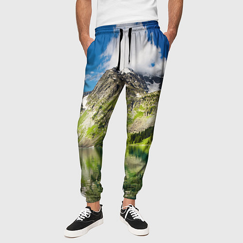 Мужские брюки Живописное горное озеро / 3D-принт – фото 3