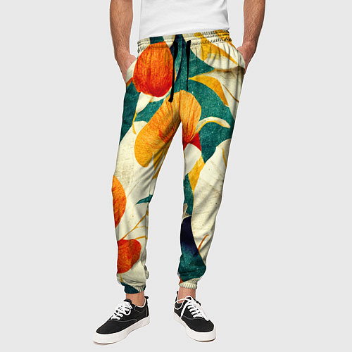 Мужские брюки Винтажный цветочный рисунок / 3D-принт – фото 3