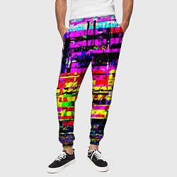 Брюки на резинке мужские Яркий пиксельный красочный глитч, цвет: 3D-принт — фото 2