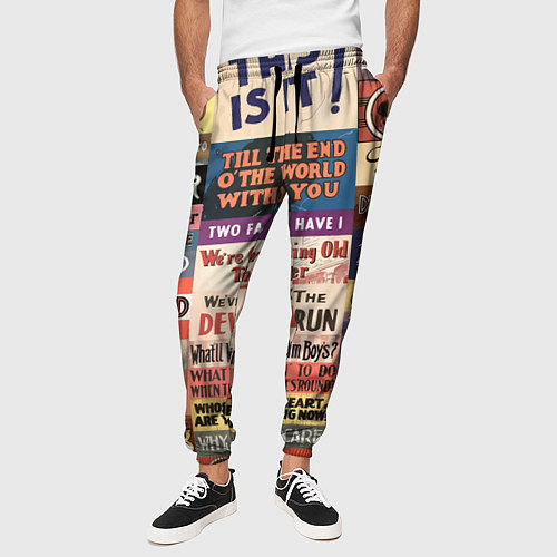 Мужские брюки Рекламные стикеры - retro / 3D-принт – фото 3