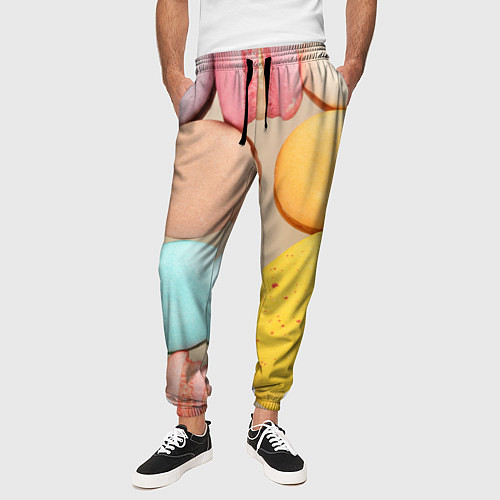 Мужские брюки Разноцветные пирожные Макарон / 3D-принт – фото 3