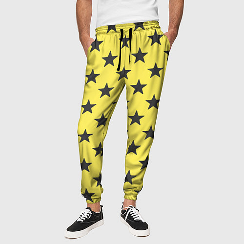 Мужские брюки Звездный фон желтый / 3D-принт – фото 3