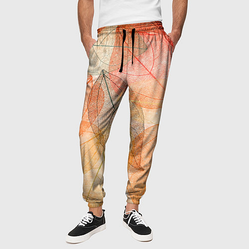 Мужские брюки Осенние прозрачные листья / 3D-принт – фото 3