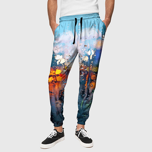 Мужские брюки Город через дождевое стекло / 3D-принт – фото 3