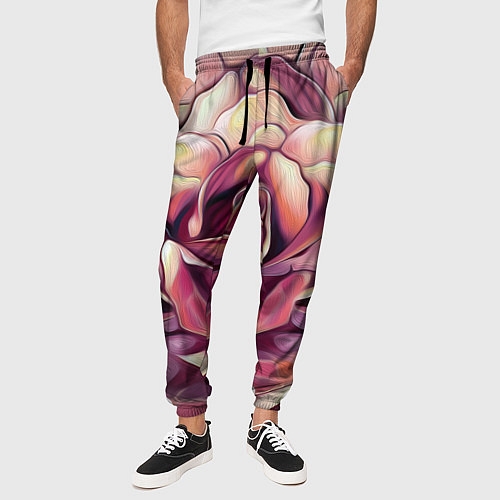 Мужские брюки Крупная роза маслом / 3D-принт – фото 3