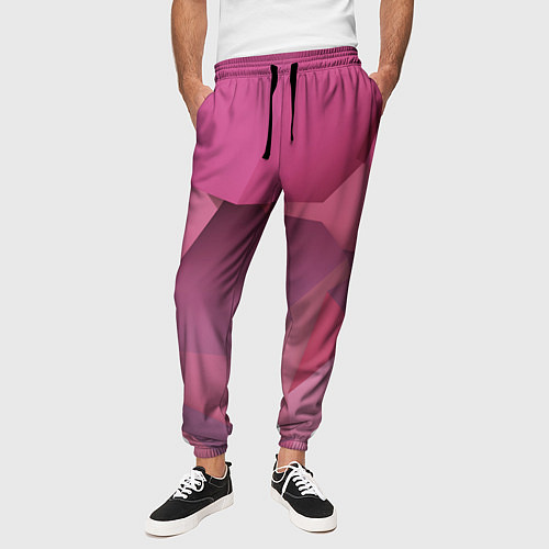 Мужские брюки Розовые геометрические фигуры / 3D-принт – фото 3