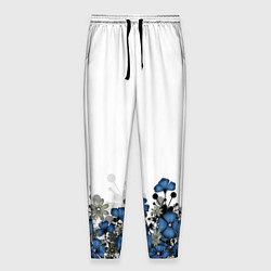 Мужские брюки Синий цветочный узор -кайма