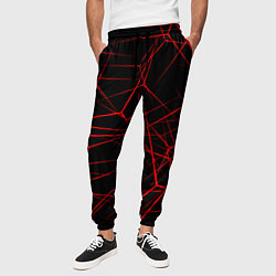 Брюки на резинке мужские Красные линии на черном фоне, цвет: 3D-принт — фото 2