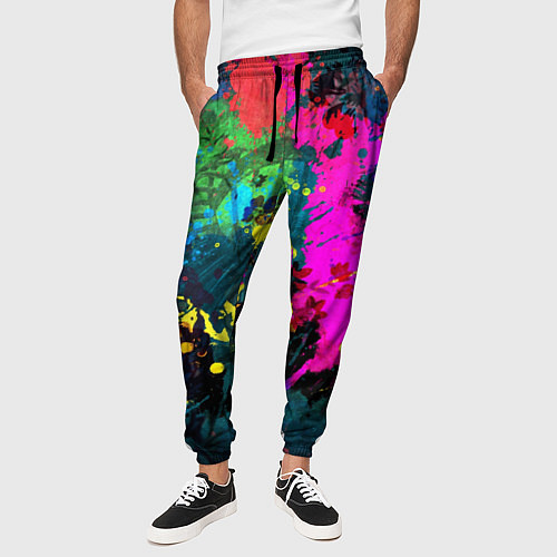 Мужские брюки Разноцветные кляксы красов / 3D-принт – фото 3