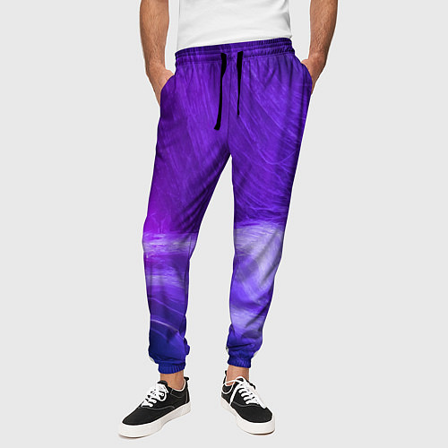 Мужские брюки Неоновые волны / 3D-принт – фото 3