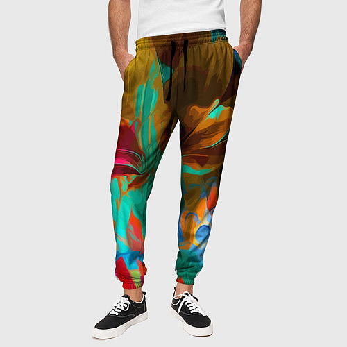 Мужские брюки Растительная абстрактная композиция / 3D-принт – фото 3