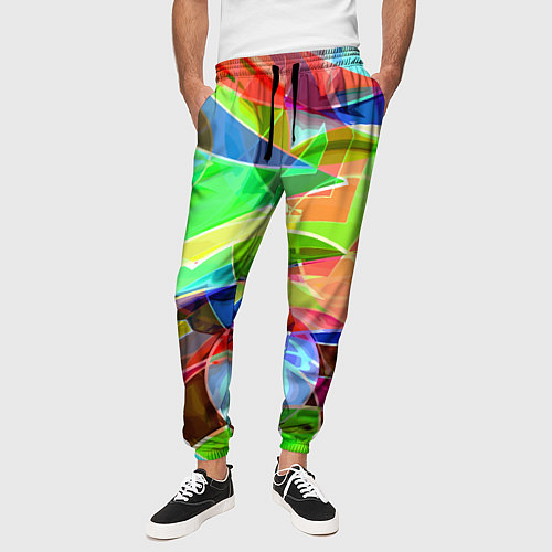 Мужские брюки Цветная геометрическая композиция - лето / 3D-принт – фото 3