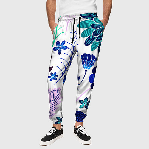 Мужские брюки Графичная растительная композиция / 3D-принт – фото 3