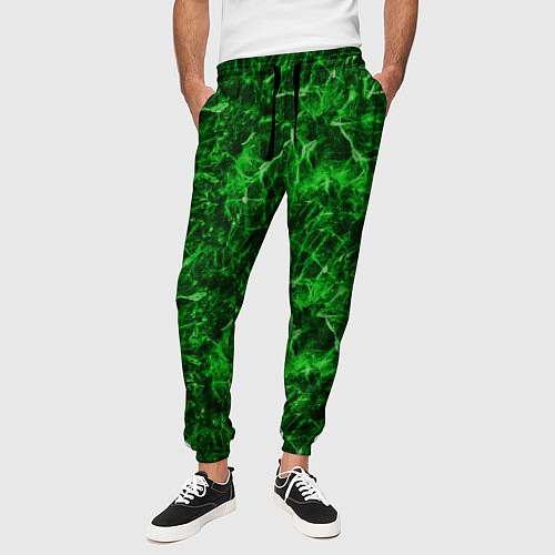 Мужские брюки Зелёный лёд - текстура / 3D-принт – фото 3
