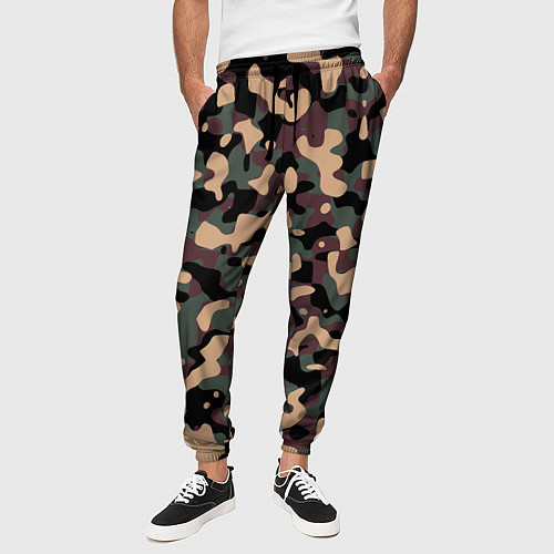 Мужские брюки Камуфляж Woodland / 3D-принт – фото 3