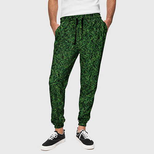 Мужские брюки Зеленая камуфляжная трава / 3D-принт – фото 3