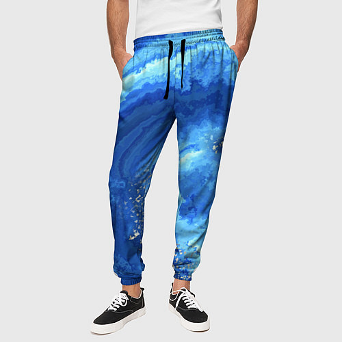 Мужские брюки Расплескалась синева абстракция / 3D-принт – фото 3