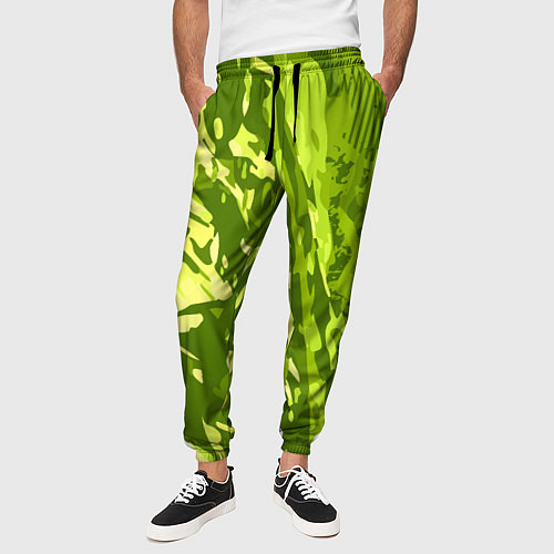 Мужские брюки Зеленый абстрактный камуфляж / 3D-принт – фото 3