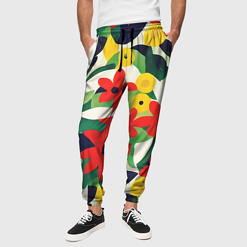 Мужские брюки Цветочный яркий паттерн / 3D-принт – фото 3