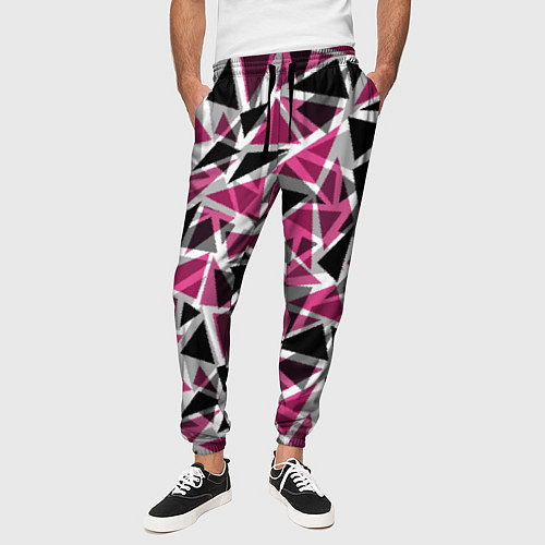 Мужские брюки Геометрический абстрактный узор в вишнево серых и / 3D-принт – фото 3