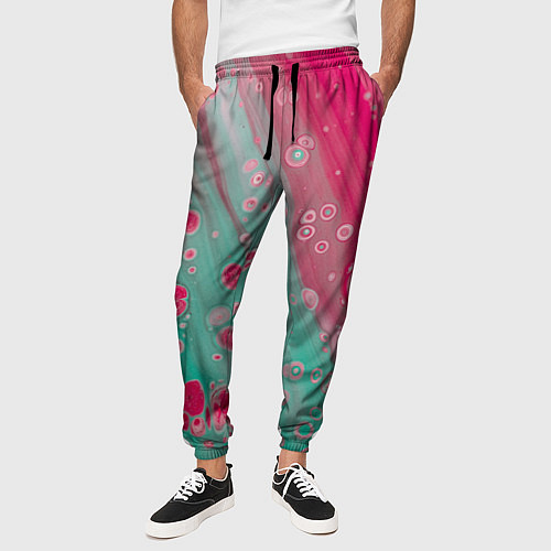 Мужские брюки Розовые и голубые краски / 3D-принт – фото 3