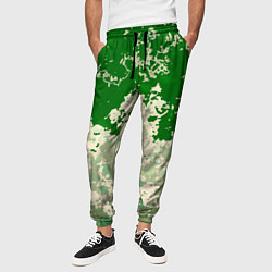 Брюки на резинке мужские Абстракция в зелёных тонах, цвет: 3D-принт — фото 2