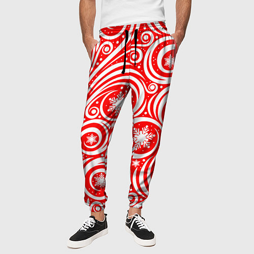 Мужские брюки Новогодний зимний узор / 3D-принт – фото 3